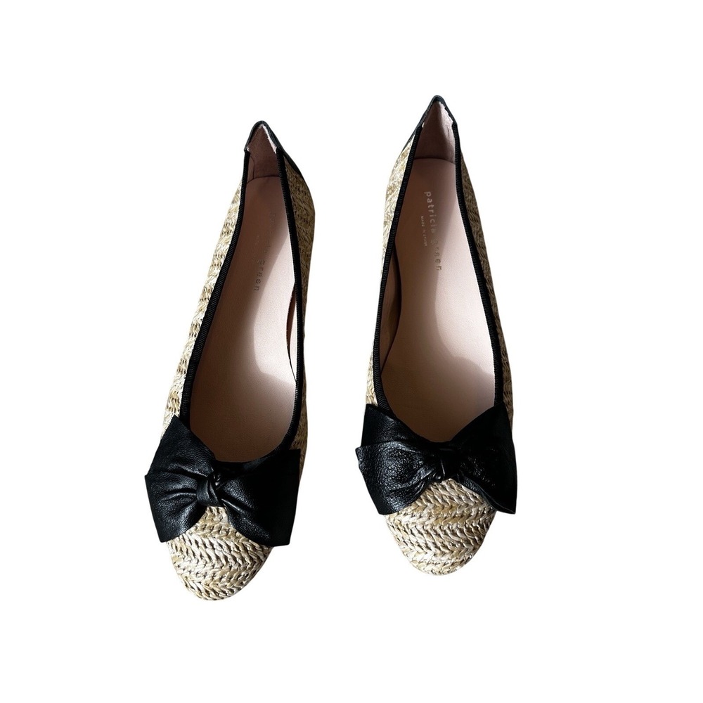 Patricia Green Leather Ballet Flat Tobacco/Black Bow 11 two tone‎ ballet core
